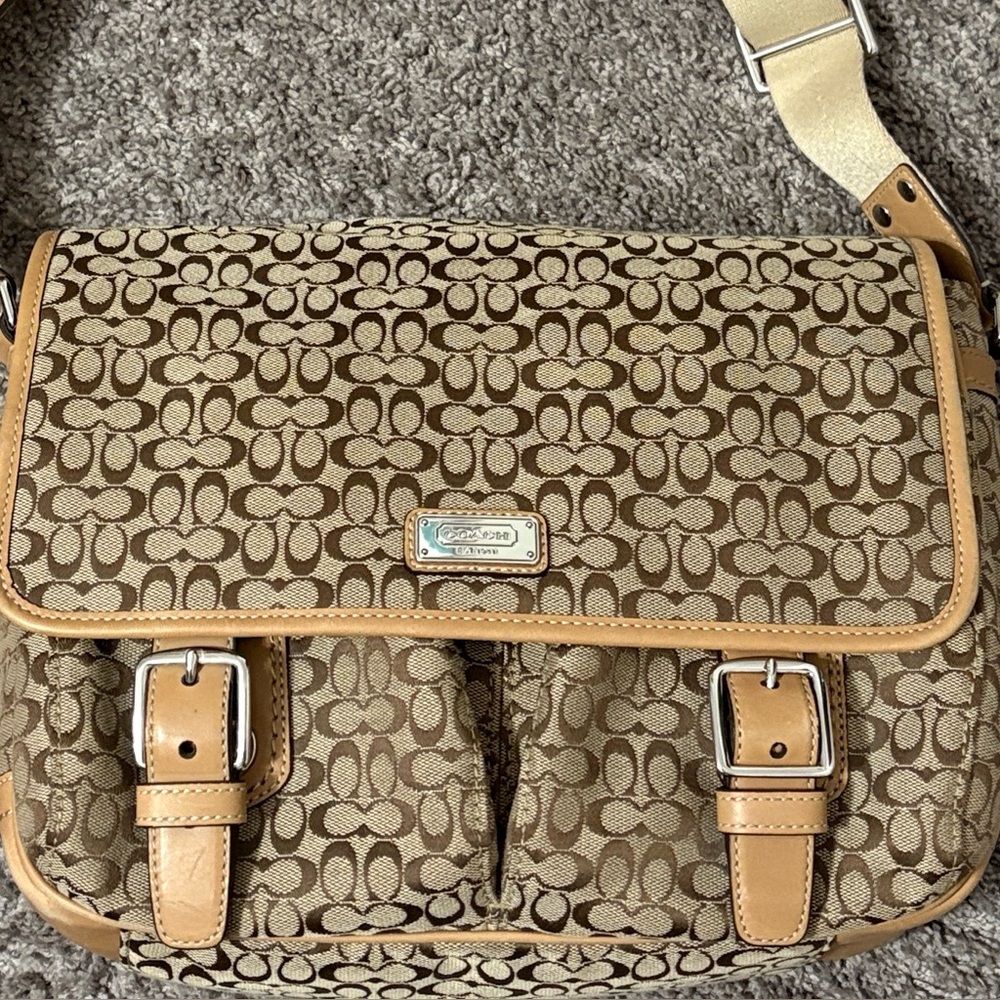 Coach Tan and Brown Crossbody Bag